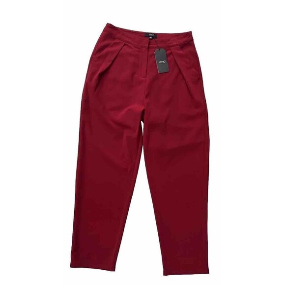 Very J Pants - Very J By Nasty Gal Women's Burgundy Tapered Pleated Pants Size S